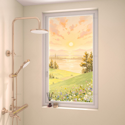 法式油画玻璃贴纸防走光磨砂膜