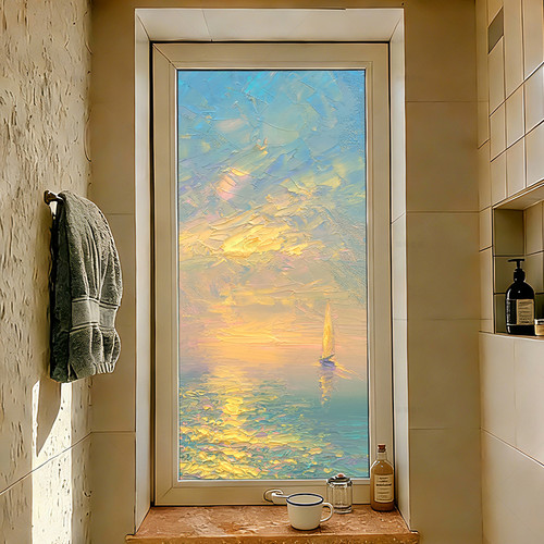 油画磨砂玻璃贴膜透光不透人