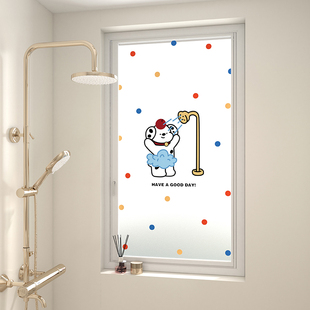 南墙壁纸波点小狗玻璃窗防窥膜卫生间浴室窗户透光不透人玻璃贴膜