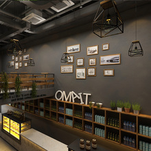 黑色墙纸自粘深灰色高级灰办公室复古餐厅饭店工业风背景墙壁纸贴