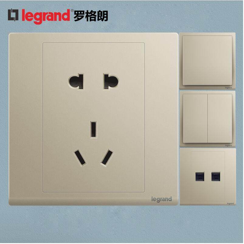 TCL罗格朗86型朗淳香槟金五孔USB插座面板开关带开关家用米兰金,电子/电工,开关插座套装,淘宝优惠券,粉丝福利购,淘宝优惠卷