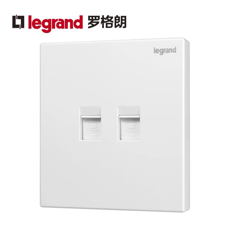 TCL罗格朗开关插座86型 仕典逸景玉兰白弱电网络PC 二位电脑插座