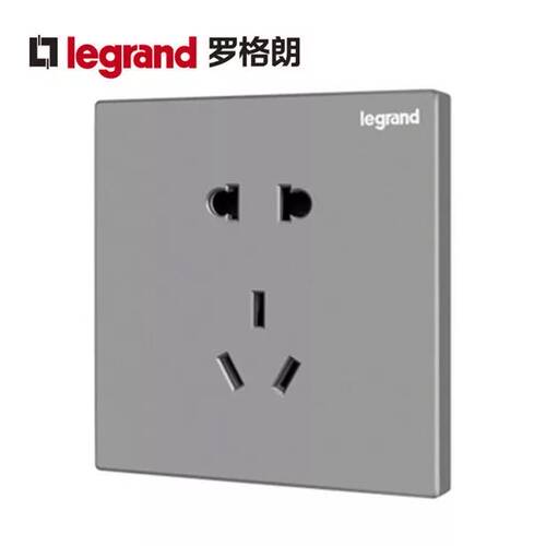 TCL罗格朗开关插座逸景深砂银二三插银灰色五孔插座单开二开三开