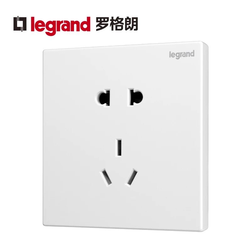 TCL 罗格朗开关插座面板 仕典 逸景白色二三孔插座 墙壁电源插座
