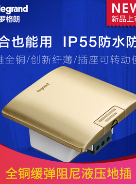 罗格朗防水地插座 五孔铜地插 地板地面插座IP55防水地插座650632