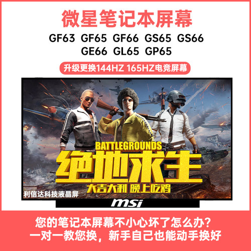 微星GF63 GF65 GF66 GS65 GS66 GE66 GL65 GP65显示液晶屏幕144hz