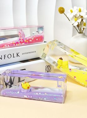 入油大长方形卡通创意漂浮液体流沙桌面摆件装饰