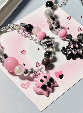 新款猫咪串珠串珠手链女ins小众时尚设计甜美可爱风手链