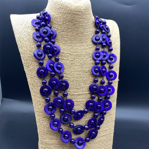 beads necklace跨境木质项链现货复古民族风外贸做旧饰品现货