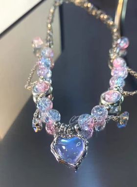 颜值精致ins小众高级森系爱心银河吊坠闺蜜手链