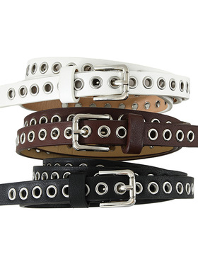 跨境SHEINTEMU铆钉女士皮带仿皮潮流百搭细腰带装饰裤带腰带皮具