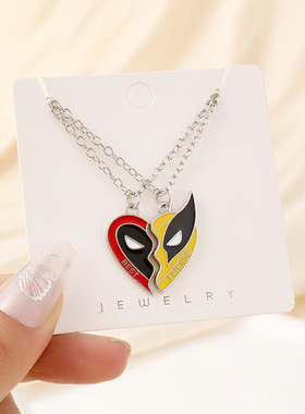 死侍3狼拼合的朋友礼物爱心项链 best friends礼物吊坠