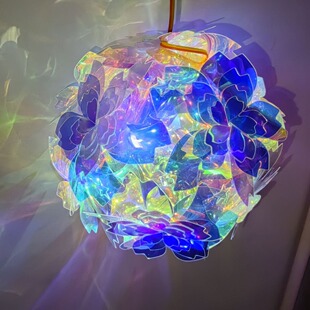 新年夜市摆摊艺术发光炫彩镭射手提灯笼金光膜手工花灯菊花樱花