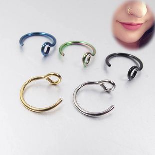 欧美流行U鼻钉鼻环假唇钉无洞唇环无洞鼻夹鼻翼环钛钢防过敏钛钢