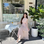 粉色无袖 连衣裙女2025夏高级感温柔别致飘逸度假长裙子到脚踝长款