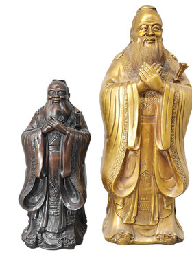 铜像铜孔子像黄铜孔子雕像孔夫子摆件家居工艺品摆设