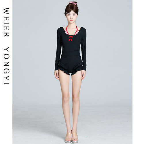 泳衣女连体微胖女孩遮肉温泉游泳