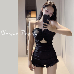 复古小众吊带连体平角保守遮肚显瘦温泉游泳装 泳衣女款 2025新款