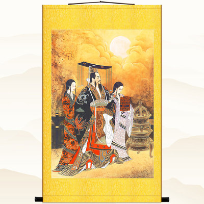 汉武帝刘彻人物画像 汉朝黄帝中式复古卷轴挂画 客厅书房装饰画