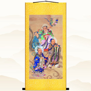 三茅真君水陆画 茅山派祖师神画像 绢布卷轴挂画装饰画来图定制