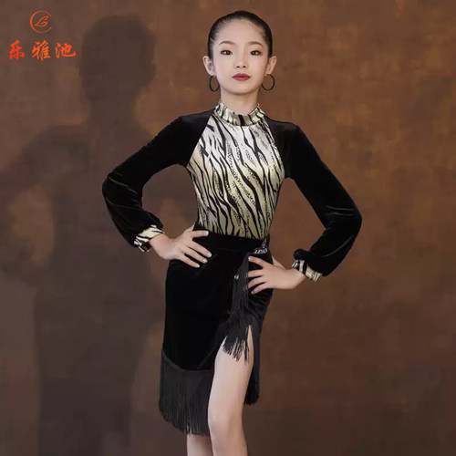 乐雅池保暖女童豹纹练功服舞蹈服