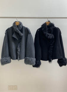 【RAIN Studio】轻奢高级领袖口毛绒设计修身保暖气质短外套
