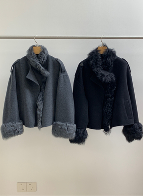 【RAIN Studio】轻奢高级领袖口毛绒设计修身保暖气质短外套
