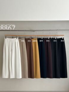 lafalian2025秋冬厚实糯米裤 8867 秋冬纯色慵懒风抽绳阁腿休闲裤
