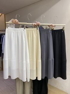 lafa2025韩国东大门夏季松紧腰简约设计天丝拼接半身裙伞裙女8636