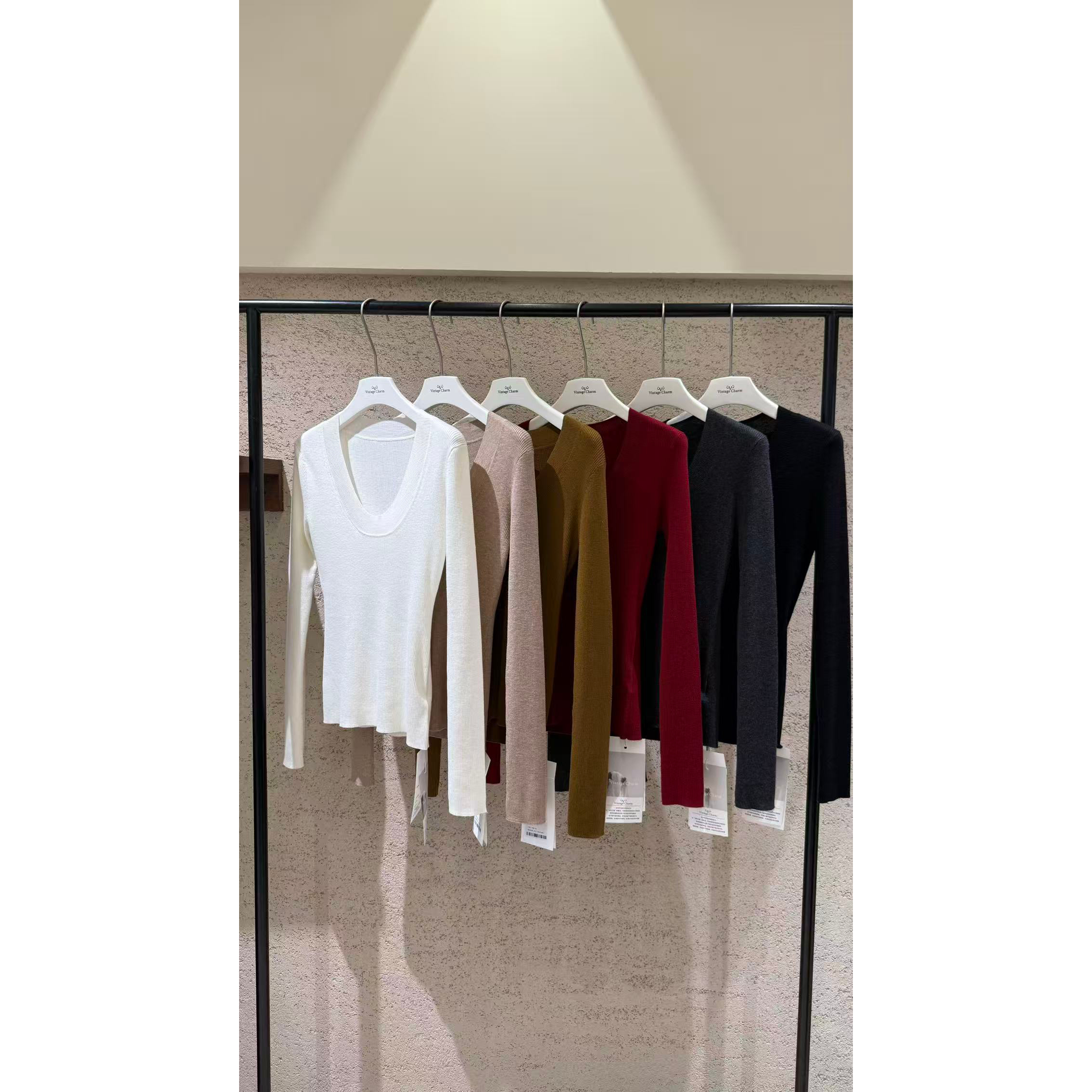 静奢系列-arm极简风轻奢百搭爆款U领打底衫针织衫(含9羊毛)0505-1