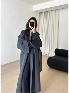 TOO家-系带收腰显瘦毛呢羊毛外套(配腰带)2509018011X