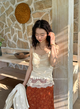 DIGM-已卖爆法式纯欲风蕾丝拼接设计假两件显瘦吊带背心DB60723