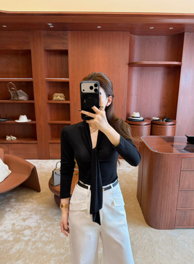 EASE-适百搭设计感系带弹力修身气质小衫(含19.1绵羊毛)E26A6096