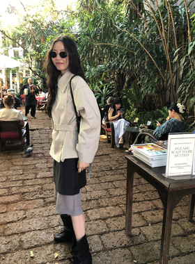 Nano -爆款短风衣外套双排扣经典版型风衣(配腰绳)17984