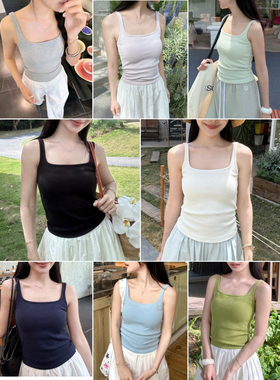 DIGM-上新韩系简约百搭通勤纯色带胸垫修身显瘦吊带背心A60416-1
