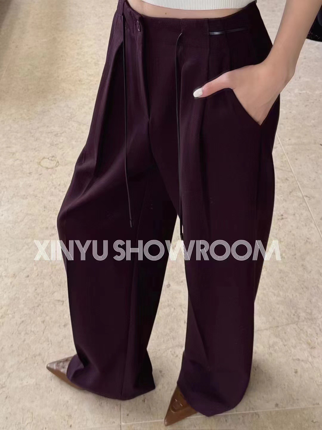 韩国ISPRIN高腰气质小众垂感阔腿裤2024年秋装显瘦洋气百搭休闲裤