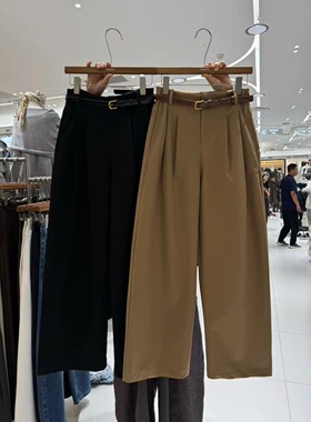 东捷DONGJIE秋冬新款高腰显瘦百搭休闲裤女宽松直筒阔腿裤5103#