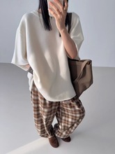 韩货glog2025秋季新款60支羊毛设计感飘带七分袖毛衣衣