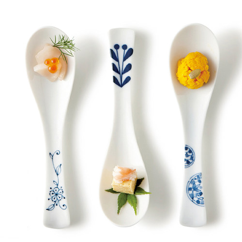 日本进口汤勺勺子陶瓷调羹釉下彩