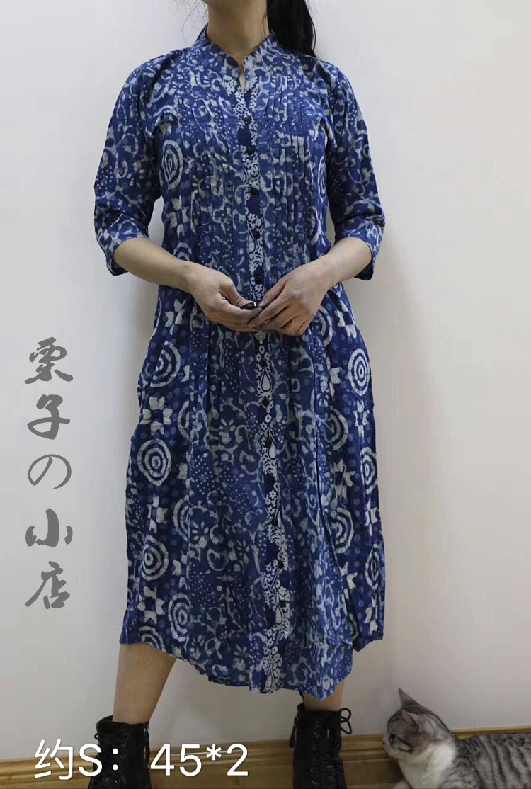 印度 连衣裙 蓝染 木板手工拓印 植物染色 长袖 中袖 短袖 多款