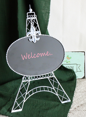 铁塔告示咖啡甜品店做旧色欢迎牌