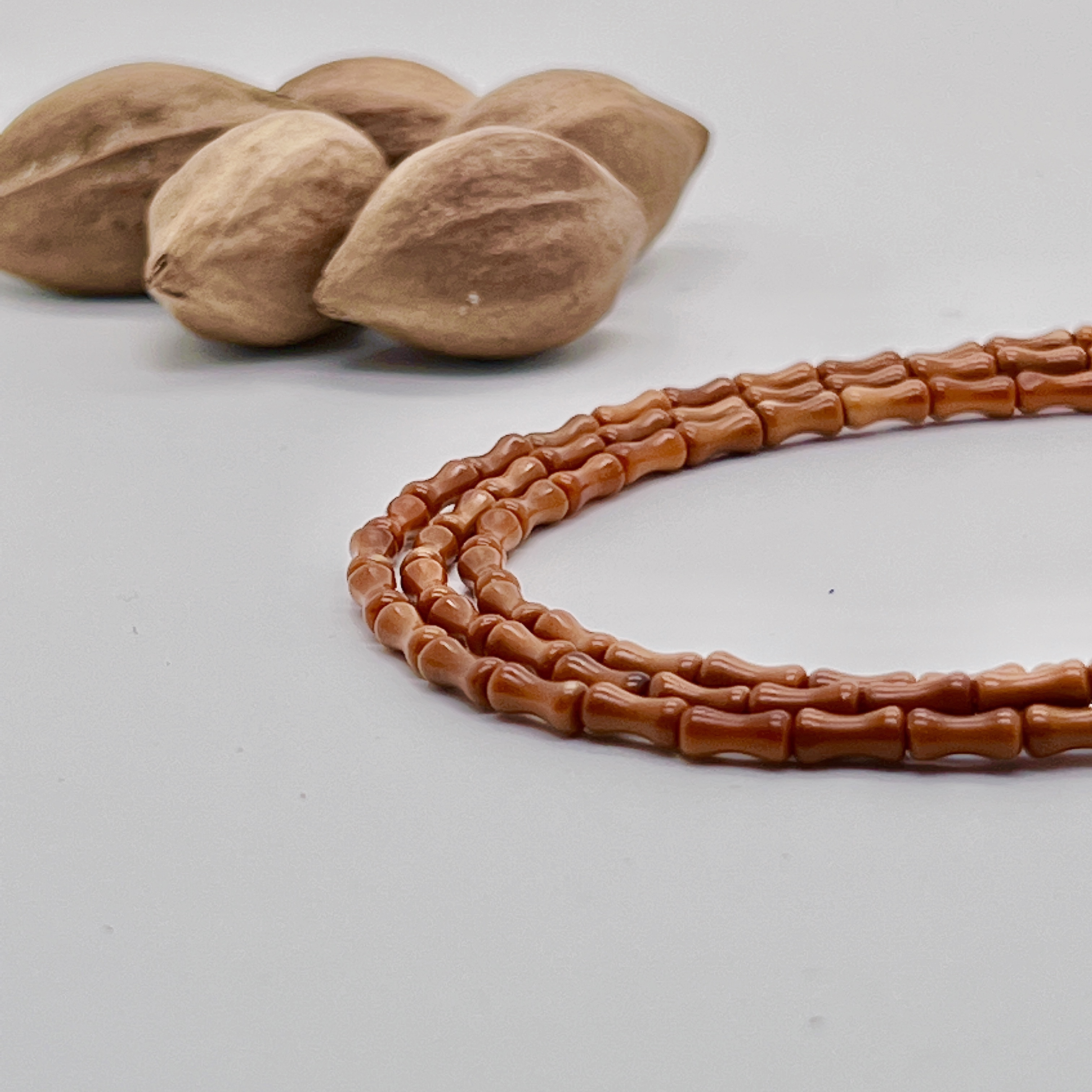 天然橄榄核竹节 米珠 算盘珠 佛珠108颗橄榄米珠配件配珠 竹节