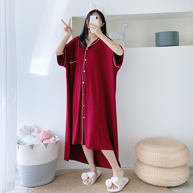 莫代尔夏季简约开衫睡裙