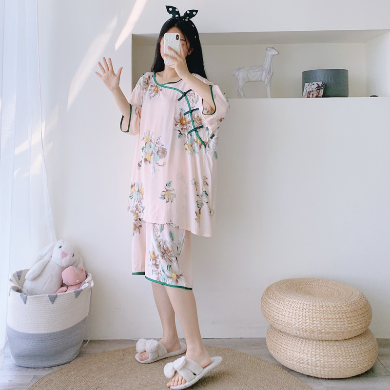 女绵绸国风家居服睡衣