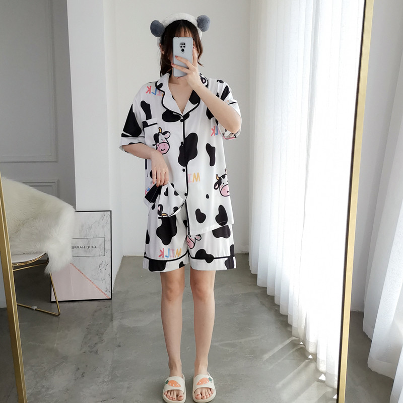 夏季丝绸小熊短袖mm200宽松睡衣