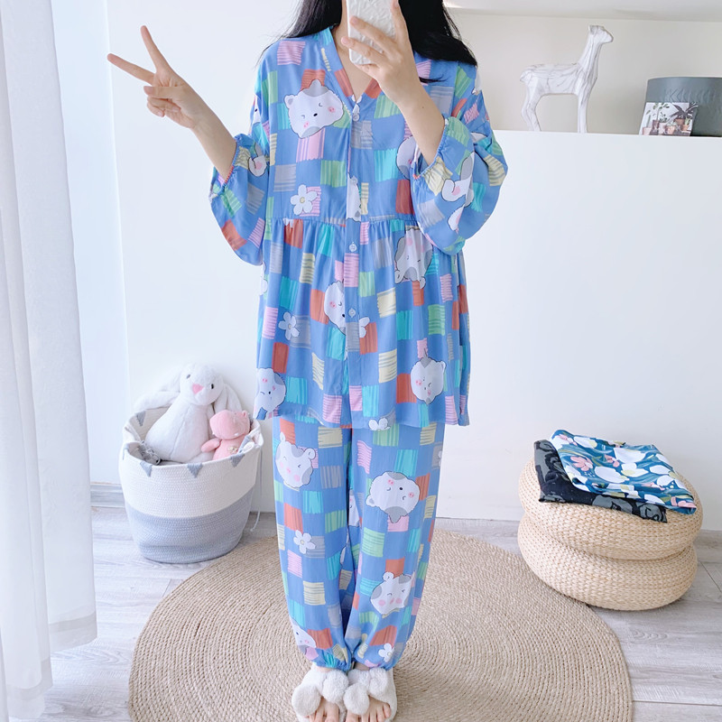 女绵绸卡通哺乳月子服