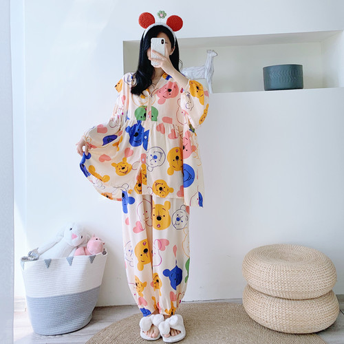 女绵绸卡通哺乳月子服