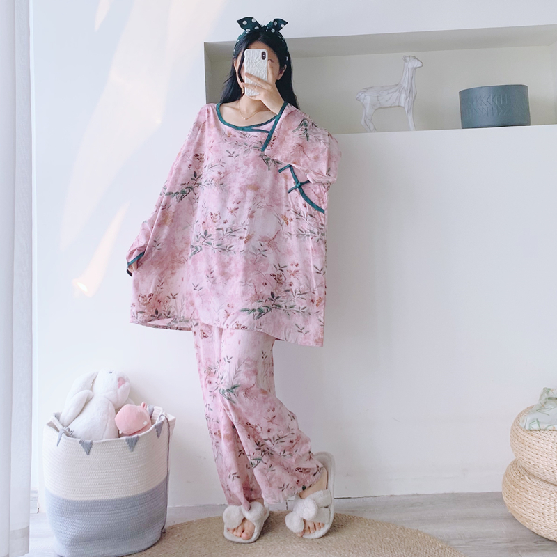 女绵绸新中式家居服睡衣