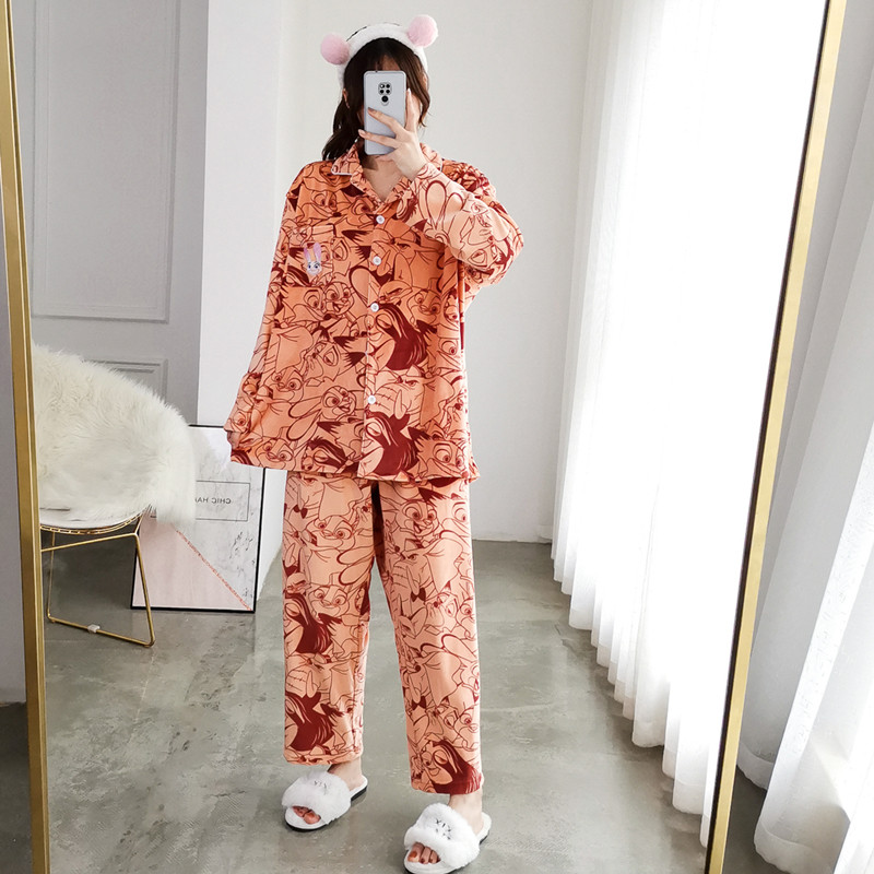 加大码刺绣卡通珊瑚绒睡衣女开衫宽松两件套秋冬胖MM天鹅绒家居服