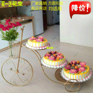 欧式新款创意铁艺蛋糕架子自行车生日婚庆婚礼三层多层甜品展示台